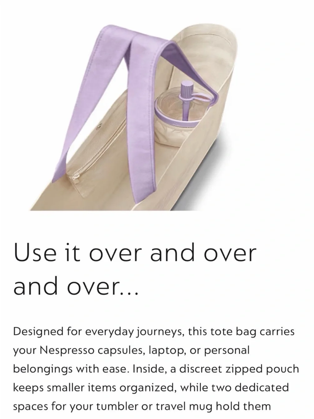 Nespresso Cream & Lavender "Coffee Vibes" Tote - Picture 2 of 3